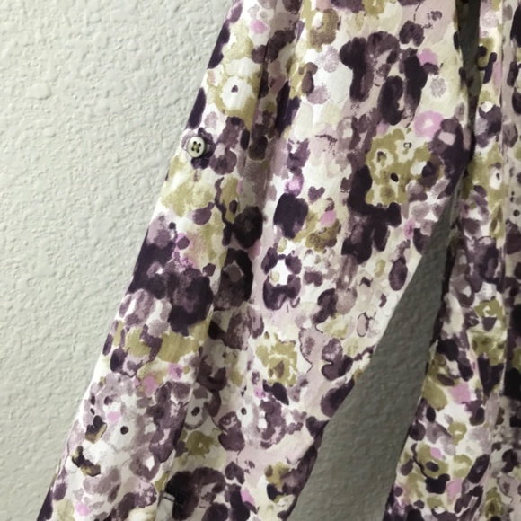 Eddie Bauer Floral 100% Cotton Button Up Long Sleeve Shirt S Roll Tab Classic - Picture 6 of 9